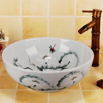

Europe style chinese Jingdezhen Art Counter Top ceramic bathroom sink ceramic basin sink bathroom sink countertop Glazed