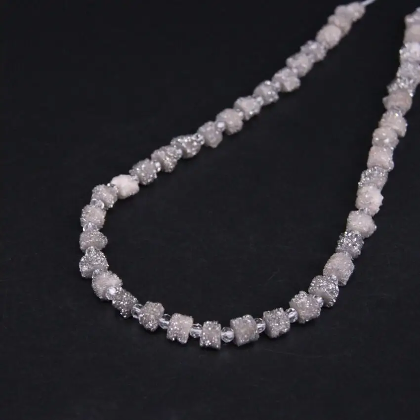 

Approx41PCS/strand Silver grey Small Natural Quartz Geode Drusy Column/Cylinder Nugget Beads,Raw Agates Crystal Druzy Pendant