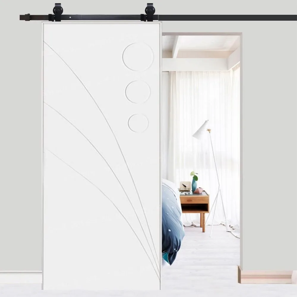 

Steel Single Barn Wood Roller Track Indoor Sliding Door Hardware Set Antique Track System Black