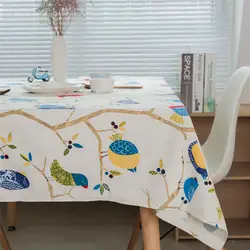 Скатерть с изображением птиц из мультфильма милые синие хлопчатобумажные скатерти Современная Высококачественная скатерть чайный стол