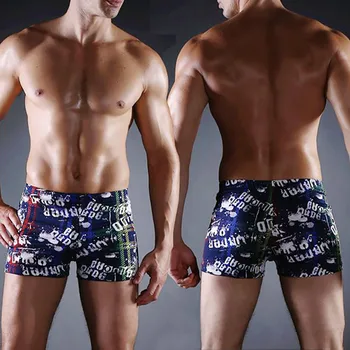 

Men Beach Swimwear Print Swimming Pants For Men Polyester Swimsuit Briefs Running Pocket Beach Shorts swimwear Underpants W0328