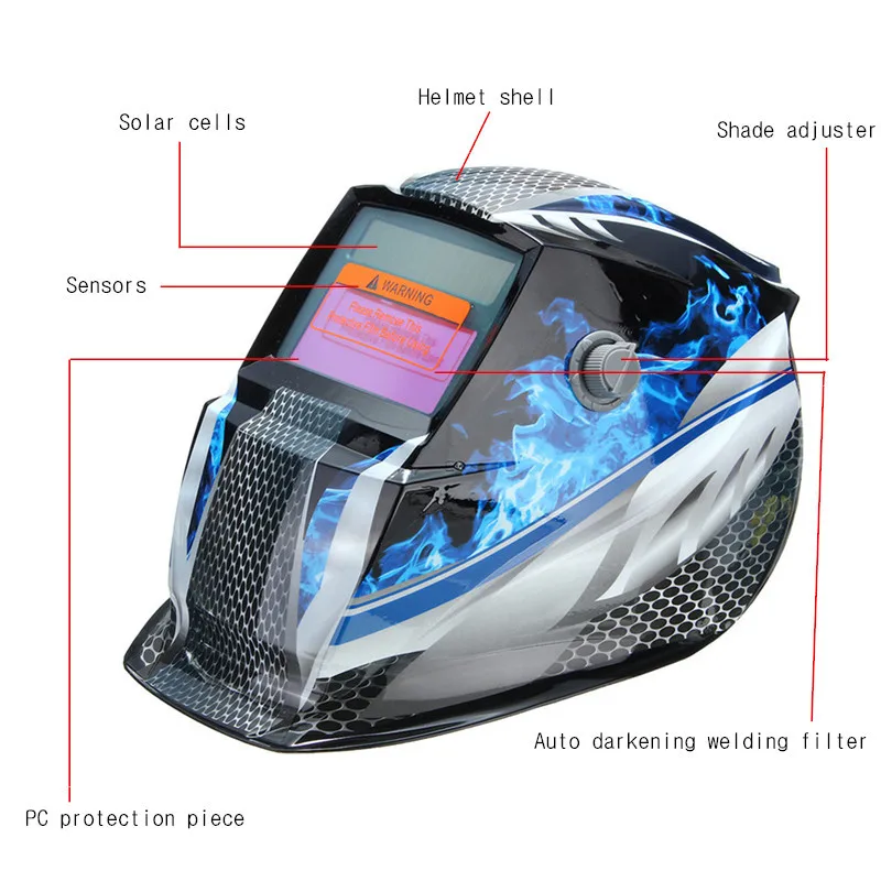 Синий Пламя Солнечная Авто Затемнение Сварочные сварочные маски шлем+ режим шлифования автоматический сварочный фильтр объектива