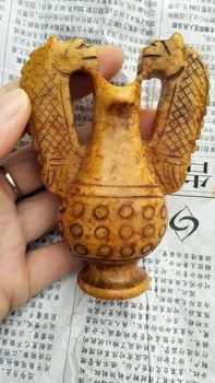 

Antique carved jade, double dragon jade bottle, antique made old jade