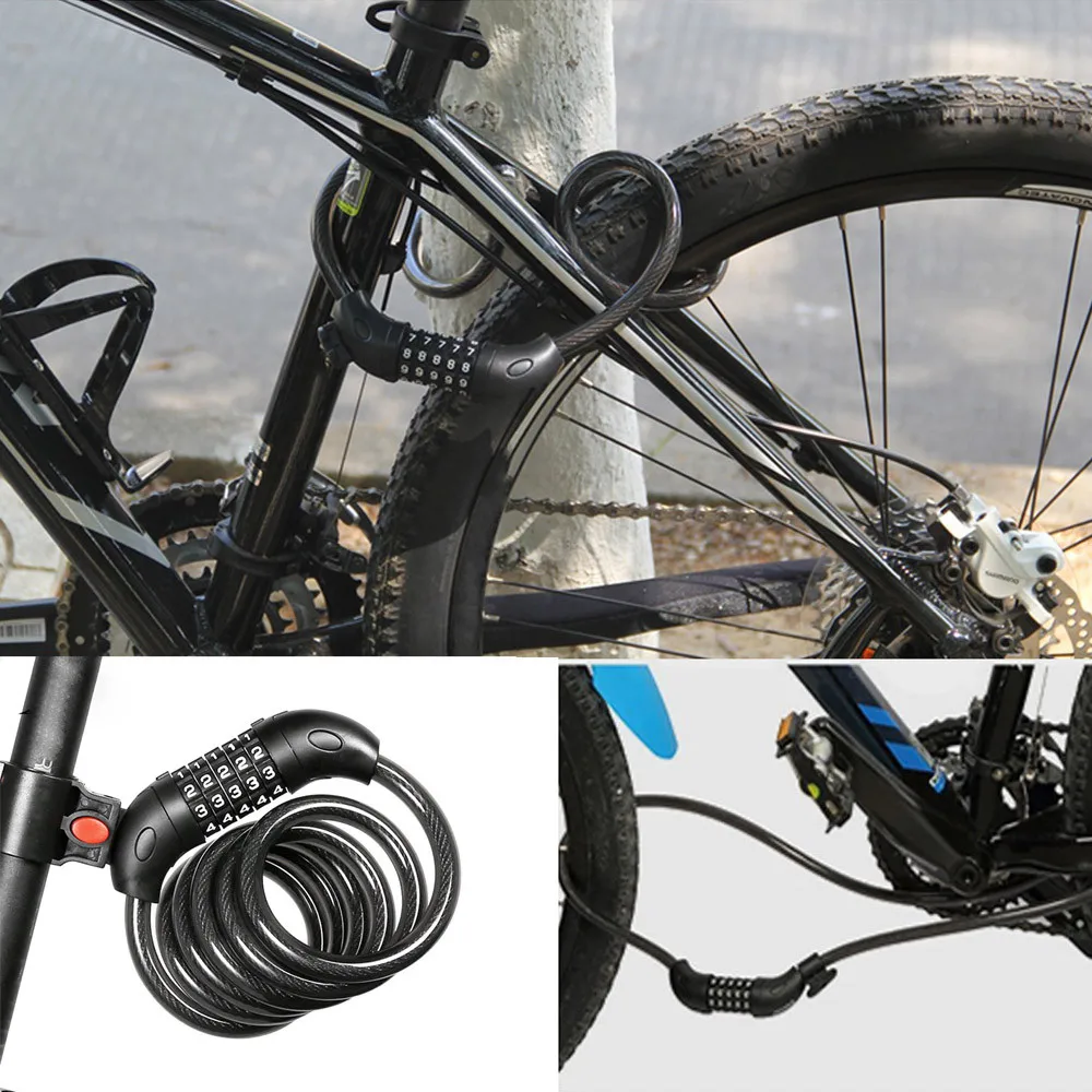 

Bike Lock High Security 5 Digit Resettable Combination Coiling Cable Lock Best Stainless Steel PVC ABS Plastic Holder #5S06
