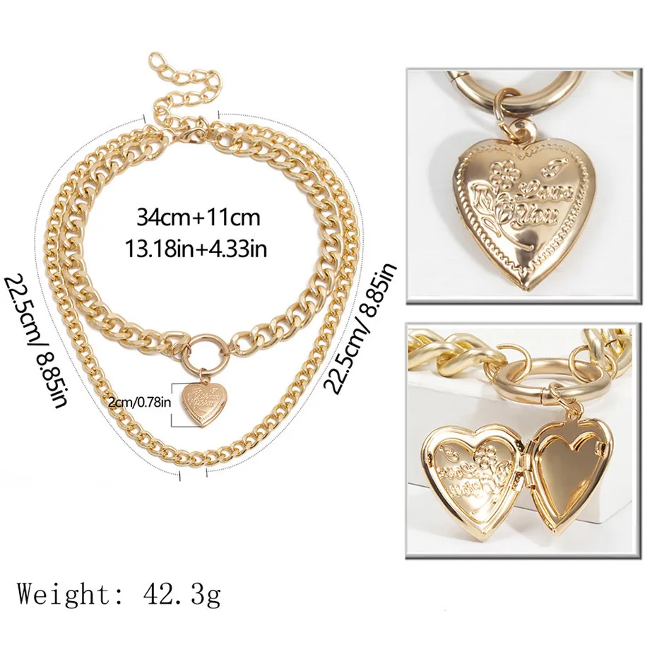 IngeSight-Z-Statement-Photo-Frames-Can-Open-Locket-Necklace-Love-Heart-Pendant-Necklace-Multilayered-Choker-Collar