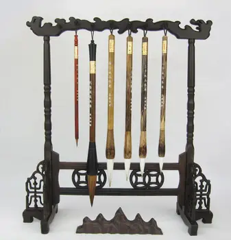 

2019 Brush Pen Set Painting Wen Fang Si Bao Chinese Calligraphy Stand Holder New