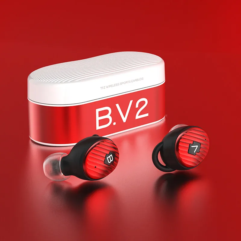 TFZ B. V2 Bluetooth 5,0 наушники-вкладыши TWS с Беспроводной наушники с зарядом чехол IPX5 гарнитура 3D стерео звук наушники с микрофоном X1 X1E O5 - Цвет: red
