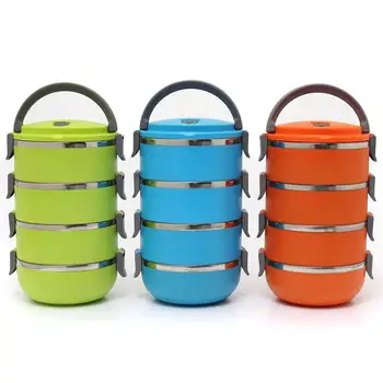 

Food Container Baby Snack Box Bento Lunch Bowl Hot Stainless Steel Round Preservation Insulation Lunch container With Handle