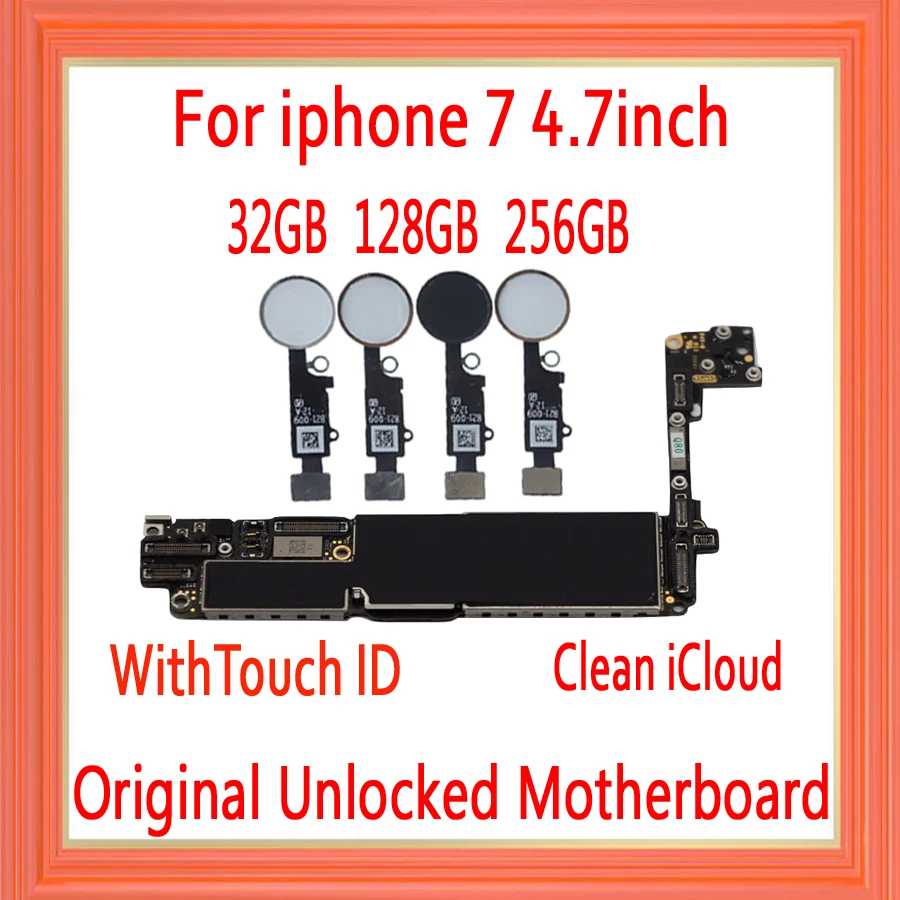 Золотистая, розовая, белая, черная материнская плата для iphone 7 с системой IOS, оригинальная разблокированная материнская плата для iphone 7 с сенсорным ID, без iCloud