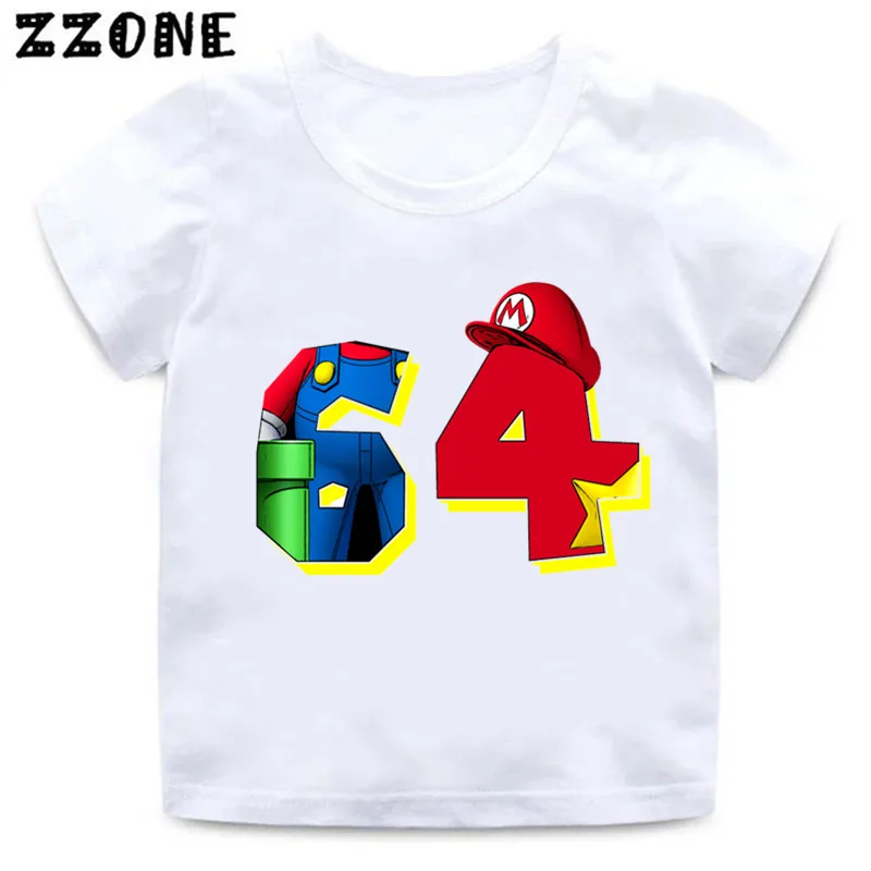 Футболка с принтом Марио для мальчиков и девочек детская забавная одежда с изображением супер Марио Детская летняя белая футболка с короткими рукавами HKP5222