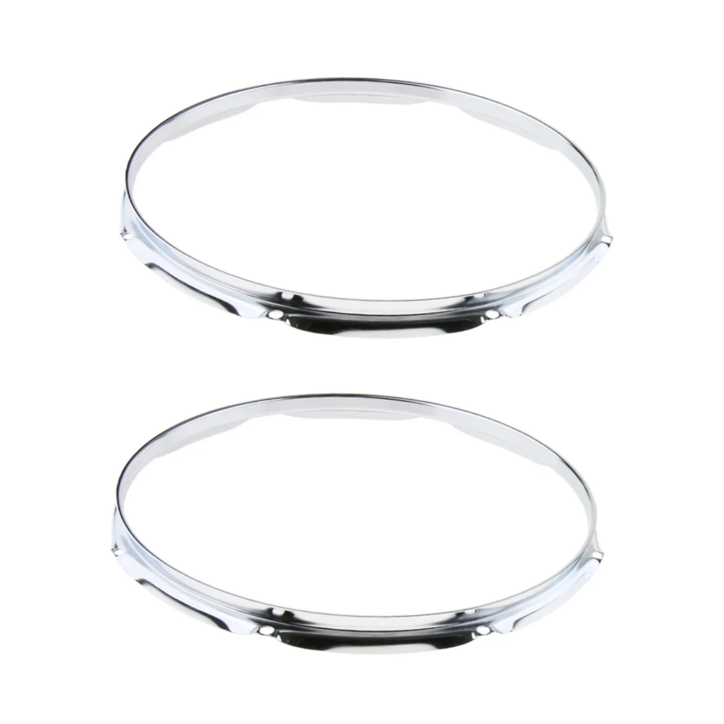 Tooyful 1 Pair Iron Tom Drum Die Cast Hoop Rim Rings Silver for Drum-player Percussion Instrument Accessory