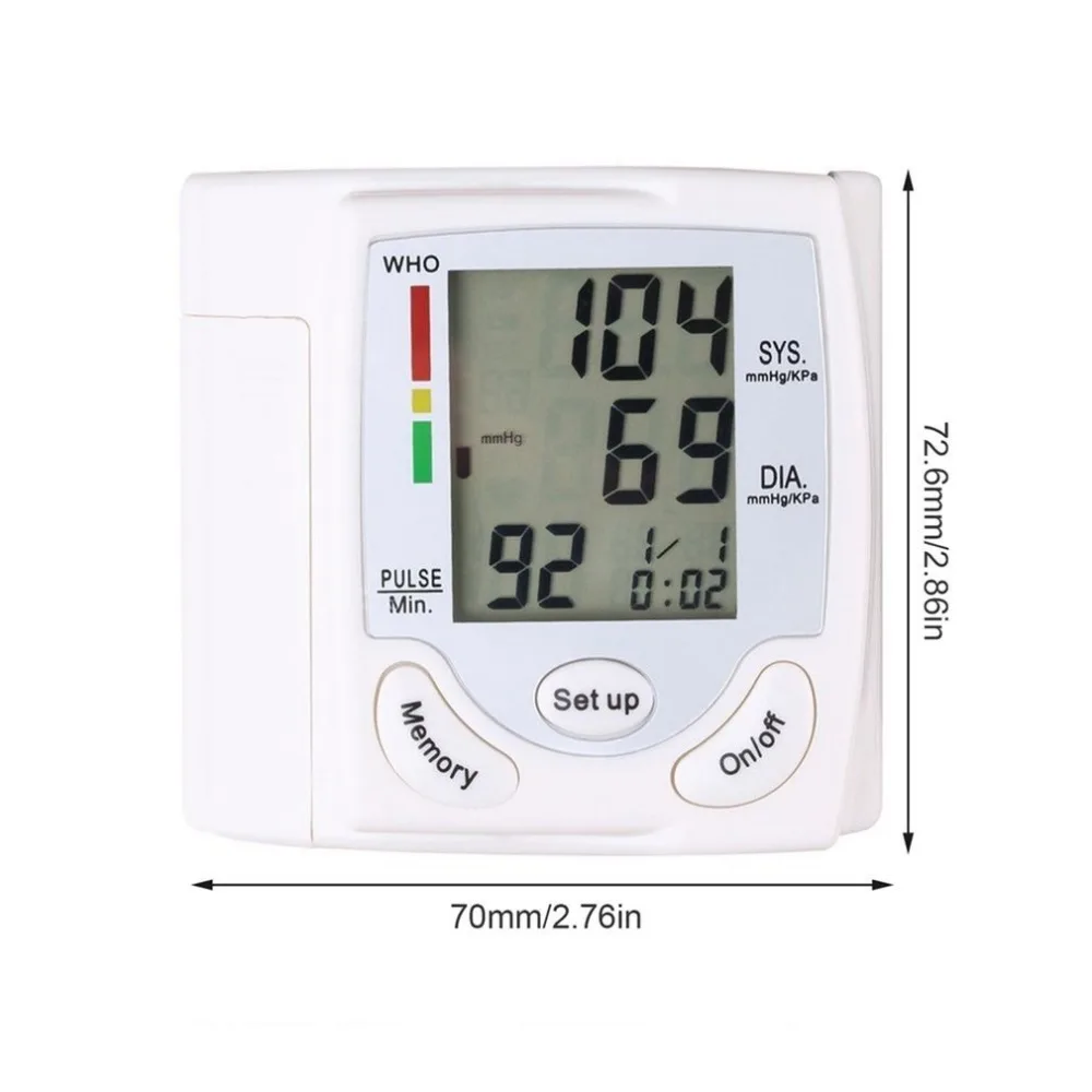 Автоматический цифровой ЖК-дисплей, прибор для измерения артериального давления, пульсометр, измеритель пульса, тонометр белого цвета для здоровья