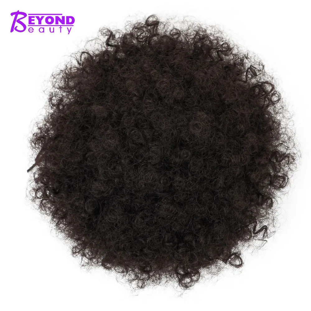 Synthetic Hair Chignon Buns Short afro puff ponytail Chignon Hairpiece Kinky Curly Wrap fake ponytail With drawstring And Clip