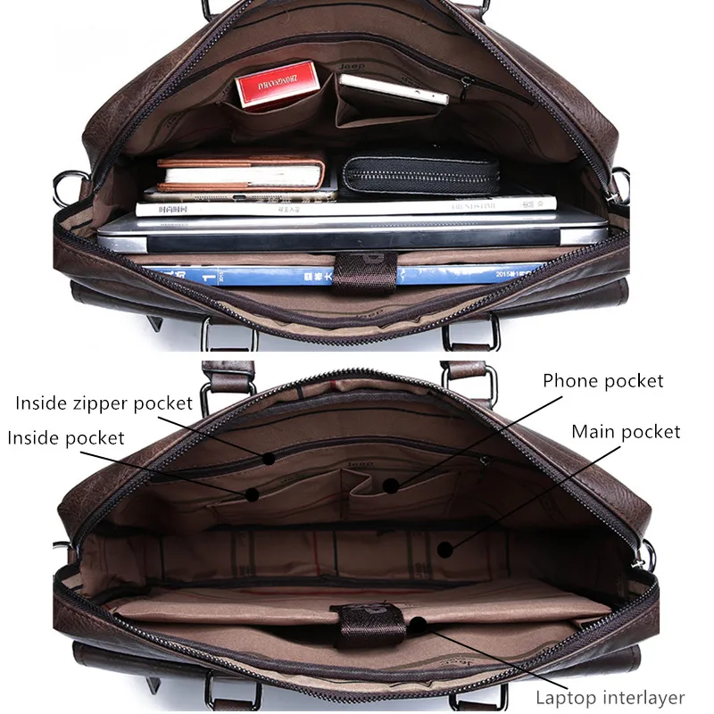 Мужской портфель с ремнем через плечо jeep buluo, оранжевый портфель для ноутбука 14", брендовая деловая сумка для документов, кожаная сумка для офиса, все сезоны