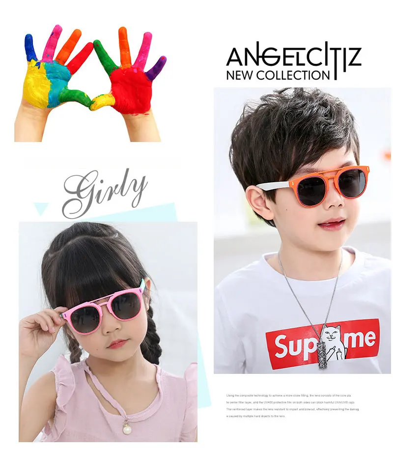 Модные Детские поляризованные солнцезащитные очки с двойным мостом для мальчиков и девочек, квадратные очки TR90, экологическая Гибкая Защитная оправа