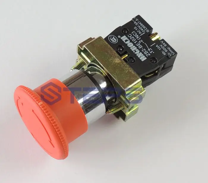 

Free shipping Mushroom head emergency switch button self-locking 1NC XB2-BS542 22mm