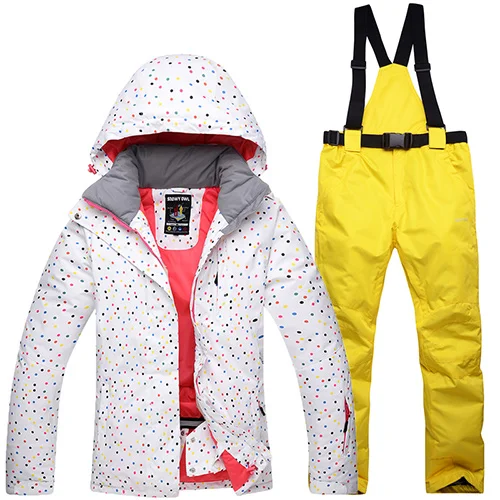 Женская лыжная куртка, брюки, зимняя уличная куртка, сноуборд, лыжное пальто, зимняя одежда, лыжный костюм, женский ветрозащитный водонепроницаемый дышащий - Цвет: color