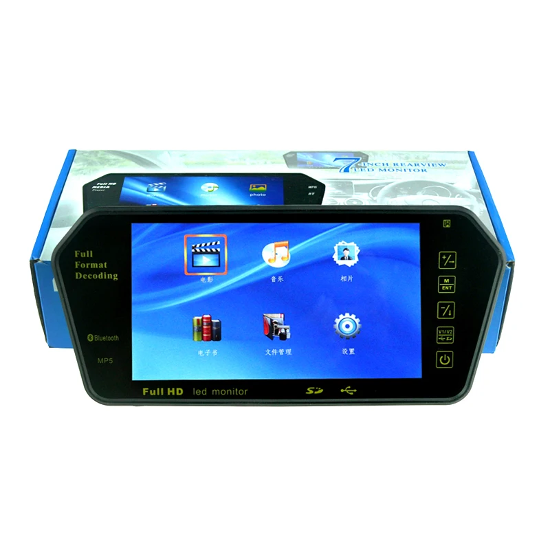 Горячая Распродажа HD 7 ''дюймовый Высокий Resolustion TFT Bluetooth автомобиля MP5 плеер USB автомобильный камера заднего вида рекомендация авто зеркало монитор