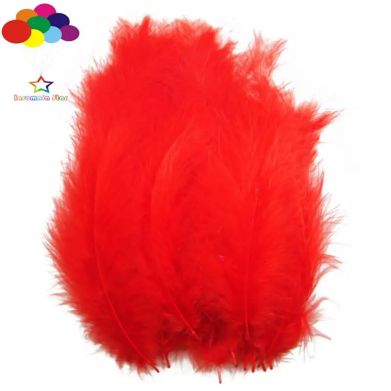 

Z&Q&Y Natural Beauty 10-15CM Turkey Feather Dyed Red 100 Roots DIY Net Red Wave Ball Filled Dreamcatcher Decorative Feather