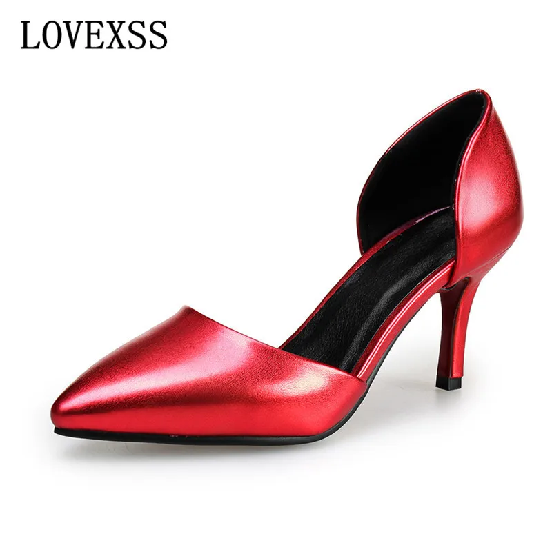 

LOVEXSS Two-Piece Red Bottoms Thin Heels Pumps Large Size 33 - 42 Rue Golden Silver Purple Pointed Toe Shallow Mouth High Heel