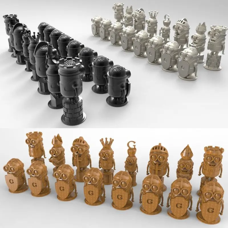 

Minions_chess 3D model for 4 axis circular diagram 3D carved sculpture cnc machine in STL file