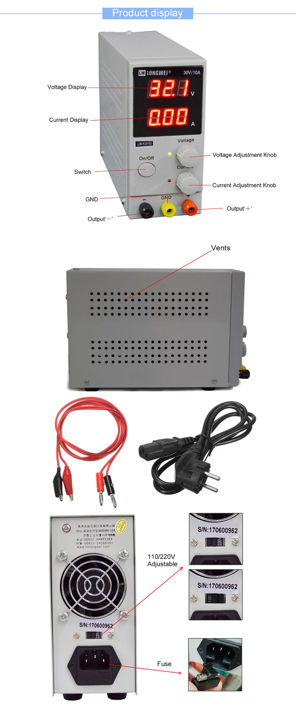 LW3010D источник питания постоянного тока мини Регулируемый Цифровой 30V 10A импульсный источник питания светодиодного табло Сертификация лабораторный блок питания 110 220V