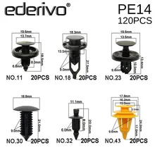 

Ederivo PE14 Nylon Mixed Car Fastener Clip Shield Retainers Rivet Clips Fender Fast wire Nail Fender Fixed for Toyota All models
