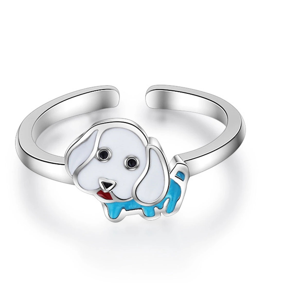 Cute Dog Silver Adjustable Rings for Women Fashion Jewelry Best Gift 2018in Rings from Jewelry