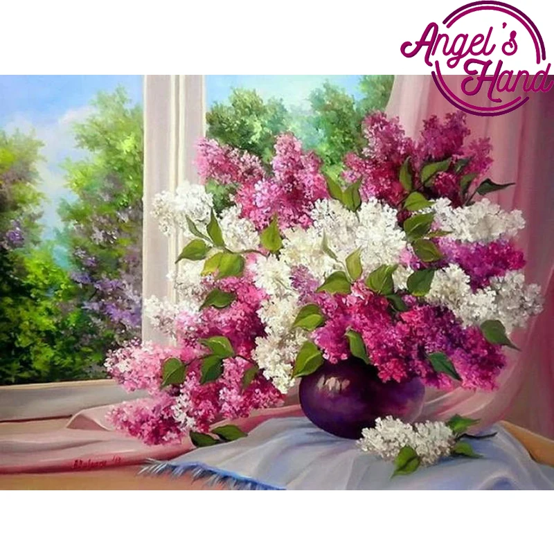 5d diy diamond painting cross stitch flowers Lilac picture mosaic kit rhinestone embroidery hobbies crafts needlework | Дом и сад