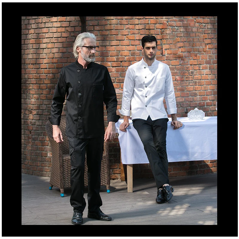 

2017 New!Restaurant Kitchen Man Long Sleeve Chef Jacket Work Wear Comfortable Single Button Food Service Top Jacket Uniform,C1