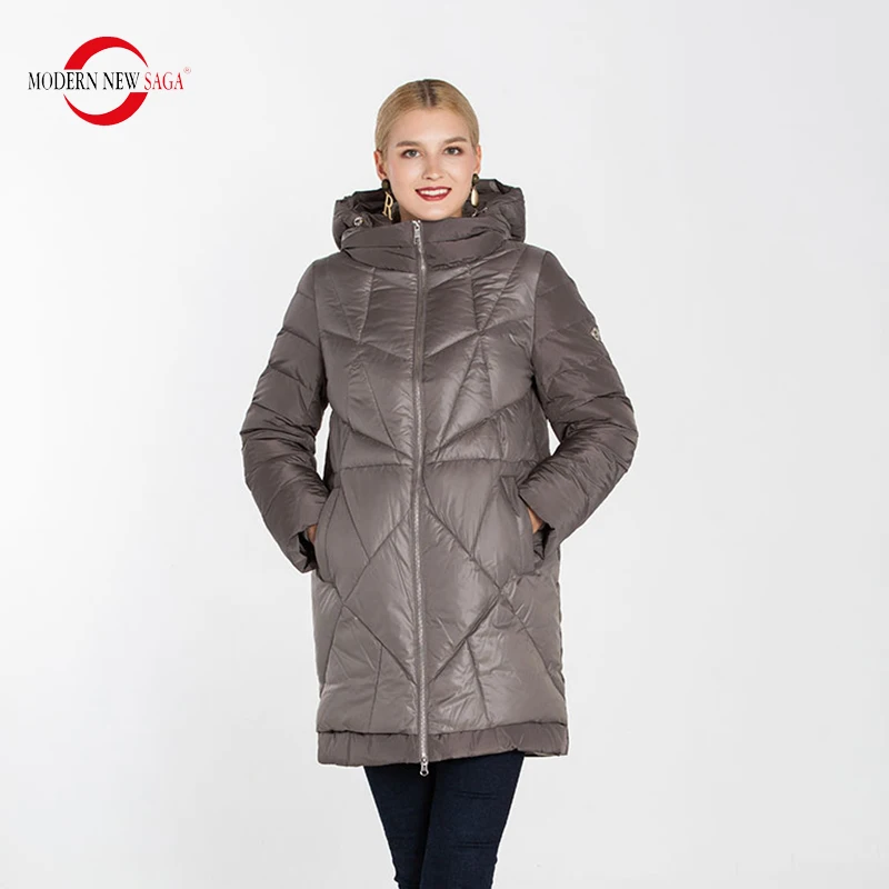 MODERN NEW SAGA 2019 New Winter Warm Parkas Thick Cotton Padded Overcoat Womens Female Long Style Jacket Fashion Hooded Coats