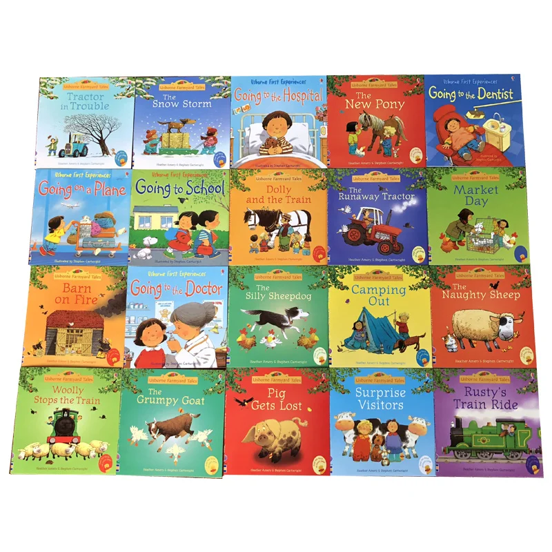 20 libros/Set 15x15cm niños Usborne Picture Books niños bebé historia famosa inglés libro infantil Farmyard Tales Story Eary educación