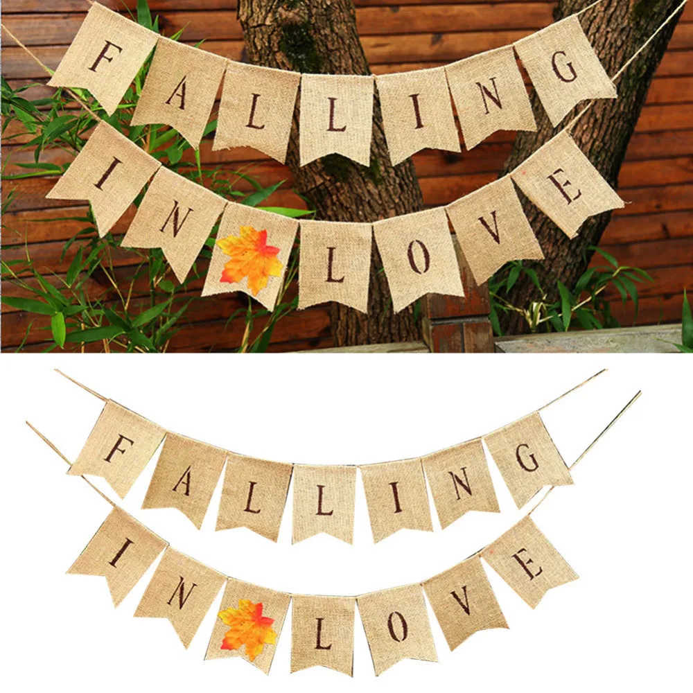 

1 set Wedding Party Hanging Decorative Bunting Falling In Love On-Theme Banner String Flag Wedding Party Decoration