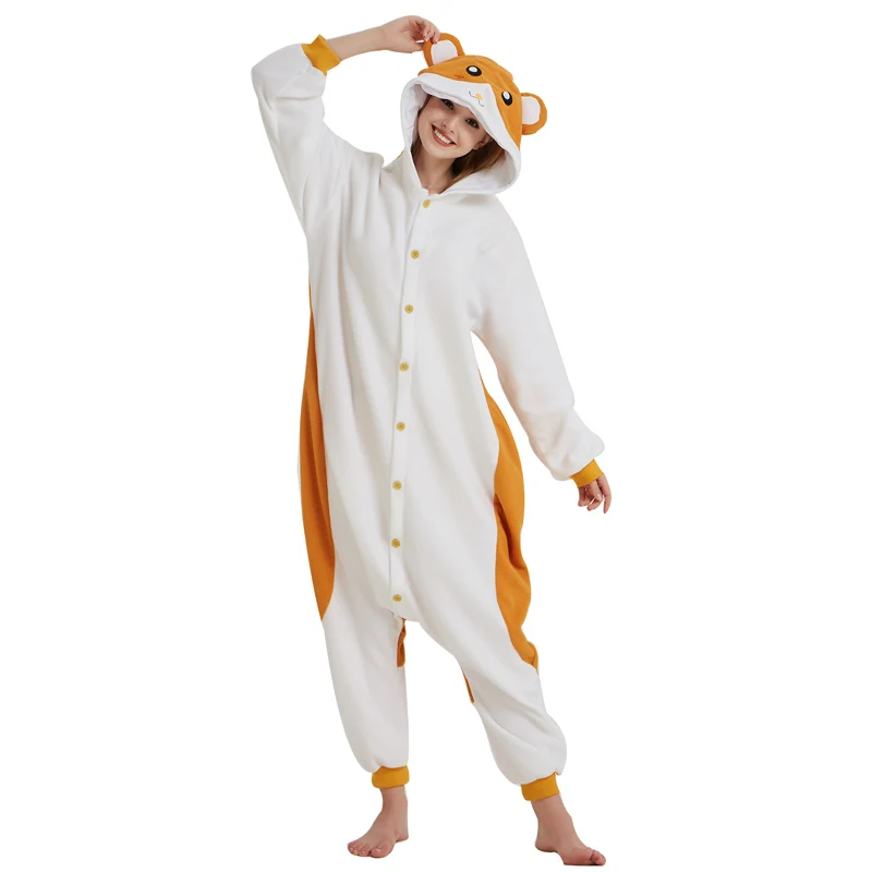 

Soft Hamtaro Kigurumi Polar Fleece Mouse Cosplay Costume Animal Sleepwear Pajamas Adult Onesie Halloween Carnival Party Jumpsuit