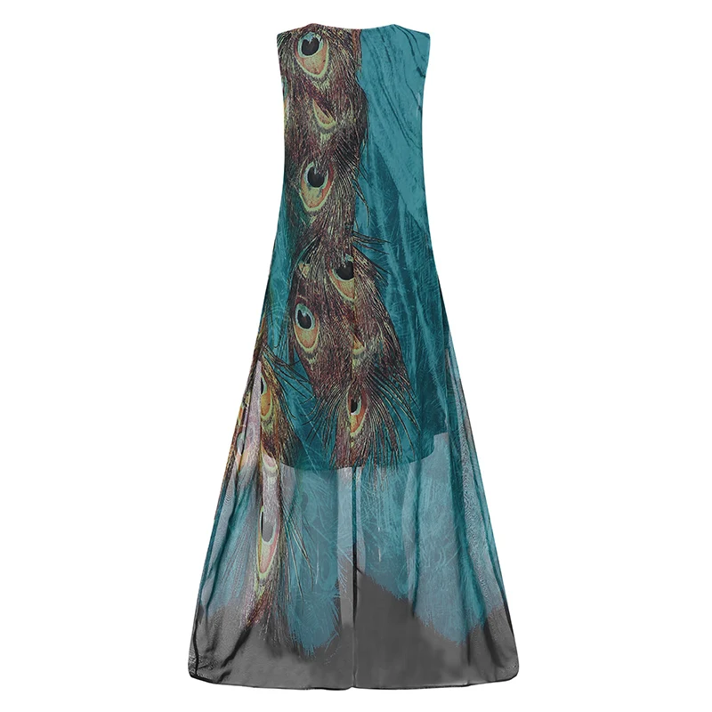 2019 الصيف فستان الشمس ZANZEA زائد حجم النساء طويل ماكسي Vestidos البوهيمي بلا أكمام سارافانات فساتين أنيقة مطبوعة رداء فام