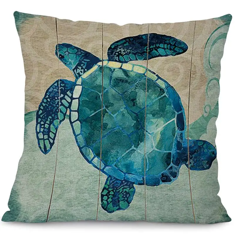 Наволочки Miracille с принтом морской черепахи для дивана с животным рисунком, декоративная наволочка для спальни, квадратная наволочка для подушки 18" - Цвет: 011