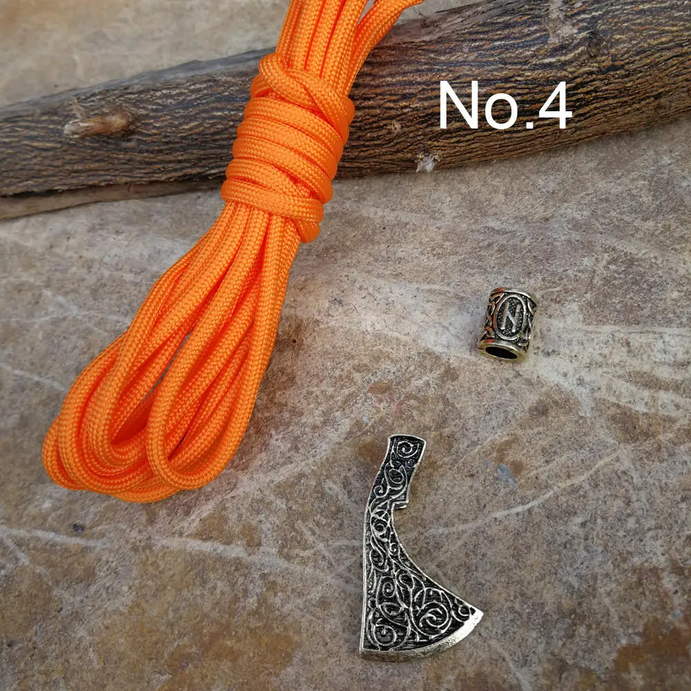 Norse Viking Runes Beads Pendant Paracord Diy Set Braided Bracelet Men Bracelets Thor Hammer Rope Bangles for Men Jewelry Gifts (4)