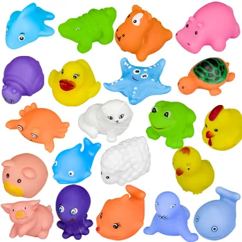 

20pcs mixed animal bath toys children bath toys outdoor bath swimming toys floating rubber squeeze toddler toys