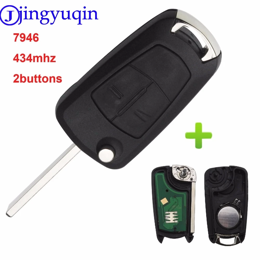 

jingyuqin Car Flip Remote Key Fob 2 Buttons ASK 434Mhz PCF7946 For Vauxhall Opel Astra H 2004 2005 2006 2007 2008 2009 Zafira B