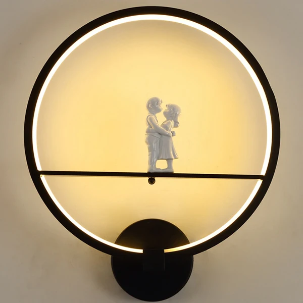 Современный художественный ангел круглый светодиодный настенный светильник лестничный проходной светодиодный светильник креативная гостиная кафе прикроватная настенная лампа для спальни - Цвет абажура: 30x35cm