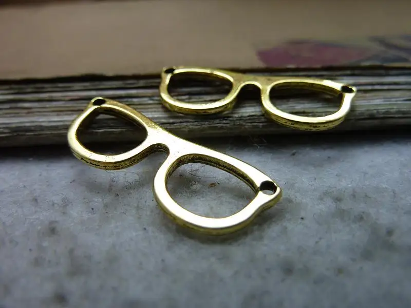 50Pcs Gold Glasses Frame Charm Pendant Jewlery Findingsin Charms from