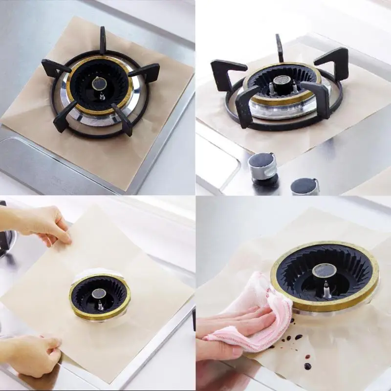 4pcs/set Reusable Anti Oil Gas Stove Protector Cover Non Stick Silicone