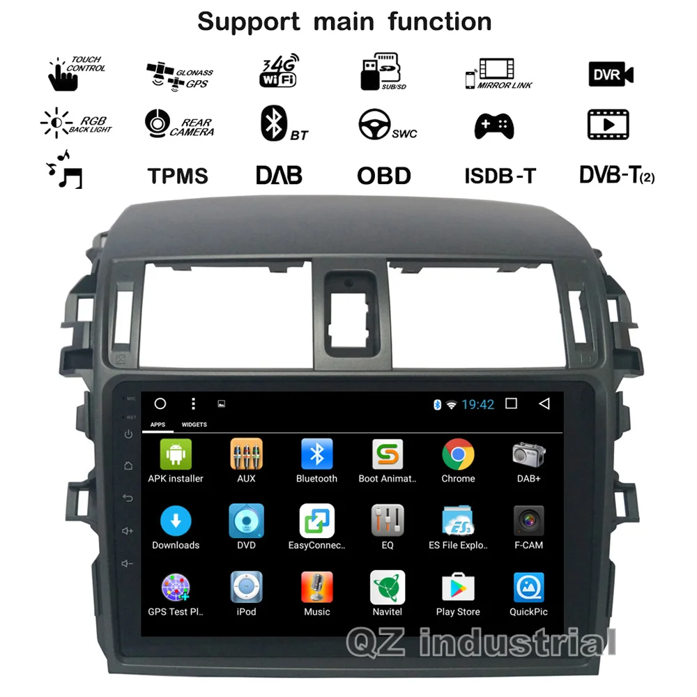 Best QZ industrial HD 9" Android 8.1 T3 car dvd player for Toyota Corolla 2007-2011 with BT WIFI 3G 4G GPS SWC Radio Navi RDS BT Map 1 Best QZ industrial HD 9" Android 8.1 T3 car dvd player for Toyota Corolla 2007-2011 with BT WIFI 3G 4G GPS SWC Radio Navi RDS BT Map 1