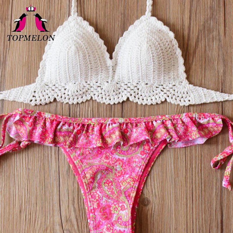 Bikini 2018 Swimsuit Micro Mini Bikini Push Up Crochet Hand Made