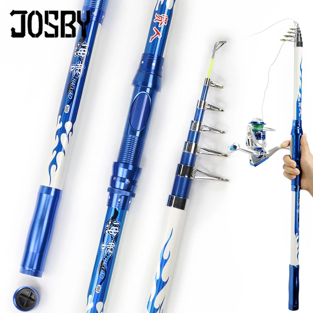 Best Price JOSBY Telescopic 2.1/2.4/2.7/3.0/3.6M Carbon Metal Reel Seat Carp Fishing Rod Spinning Fishing Pole for Outdoor Sports Tackle 