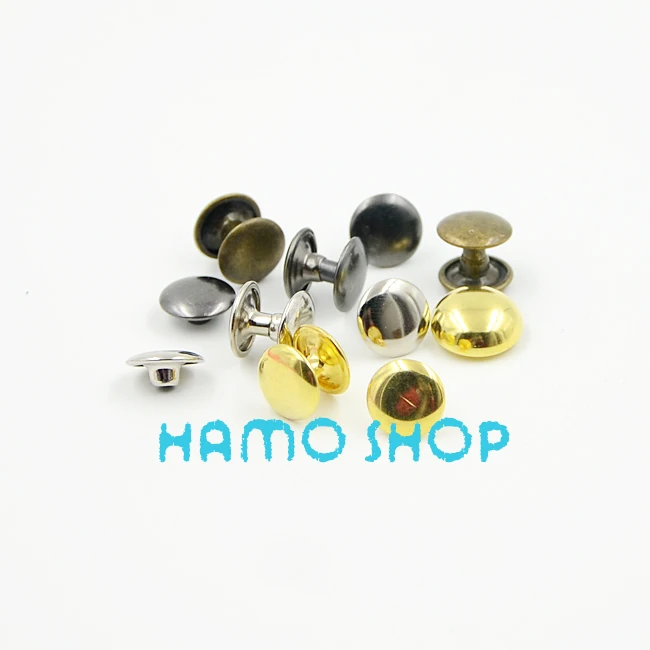

50pcs/lot Mix Color 9mmx10mm Metal Double Cap Rivet Tubular Leather Shoes Bag Belt DIY Free Shipping