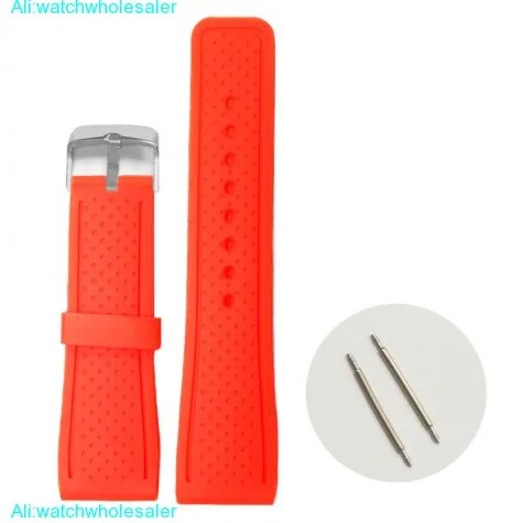 24mm Ruby Red Color Silicone Jelly Rubber Ladies Watch Band Straps WB1078O24JB