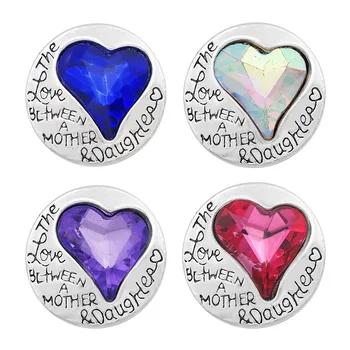 

New KZ2104 Beauty "The love between a mother& daughter" 18mm charm charm snap buttons fit DIY charm snaps jewelry wholesale