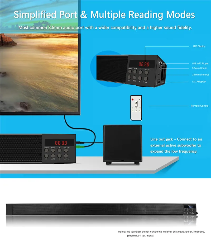 Sounderlink UltraSlim wireless bluetooth speaker system Soundbar Sound bar home theater HiFi Audio system for LED TV Sounderlink UltraSlim wireless bluetooth speaker system Soundbar Sound bar home theater HiFi Audio system for LED TV