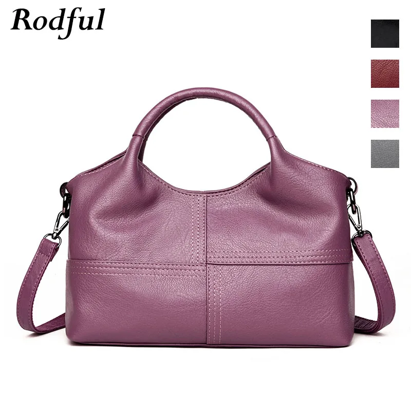 Rodful мягкие женские кожаные сумки, сумка-мессенджер, женская сумка на плечо, женские черные фиолетовые ручные сумки